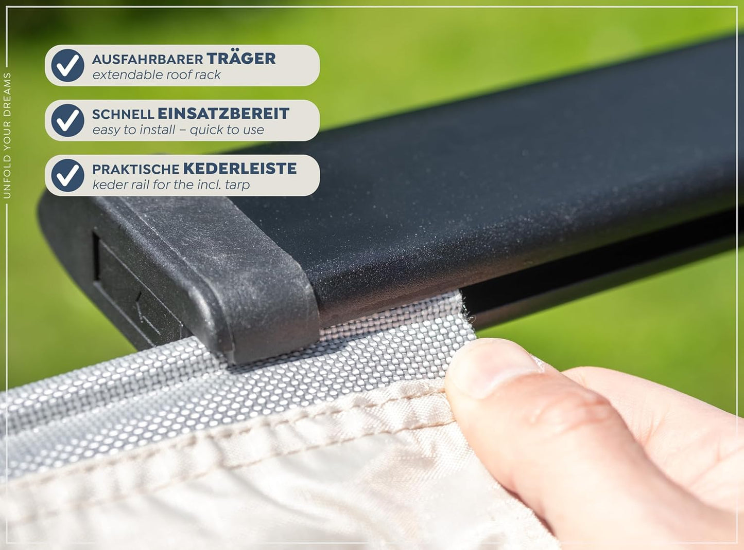 Camp Air Auto-Vorzelt – Tarp mit Dachträger für SUV & Kombi, UV 50+ Sonnen- & Regenschutz