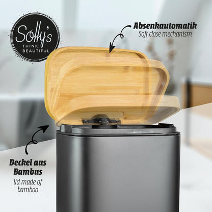 Solly's Kosmetikeimer 5 L schwarz mit Bambusdeckel
