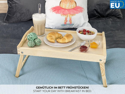 Betttablett Birkenholz Natur, klappbare Beine