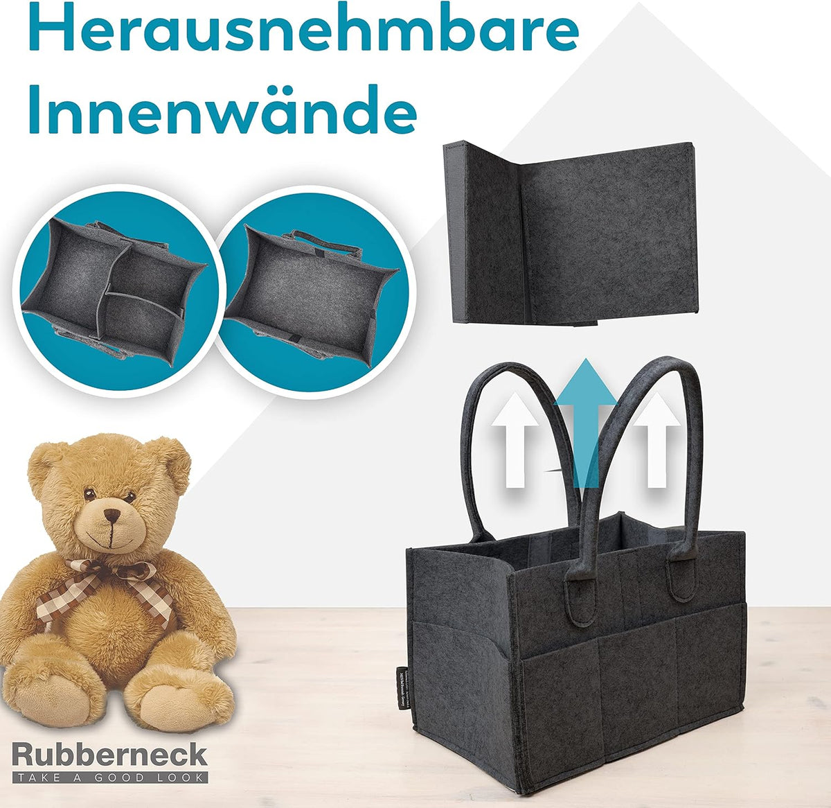 Filz Allzweck-Organizer Dunkelgrau mit Fächern