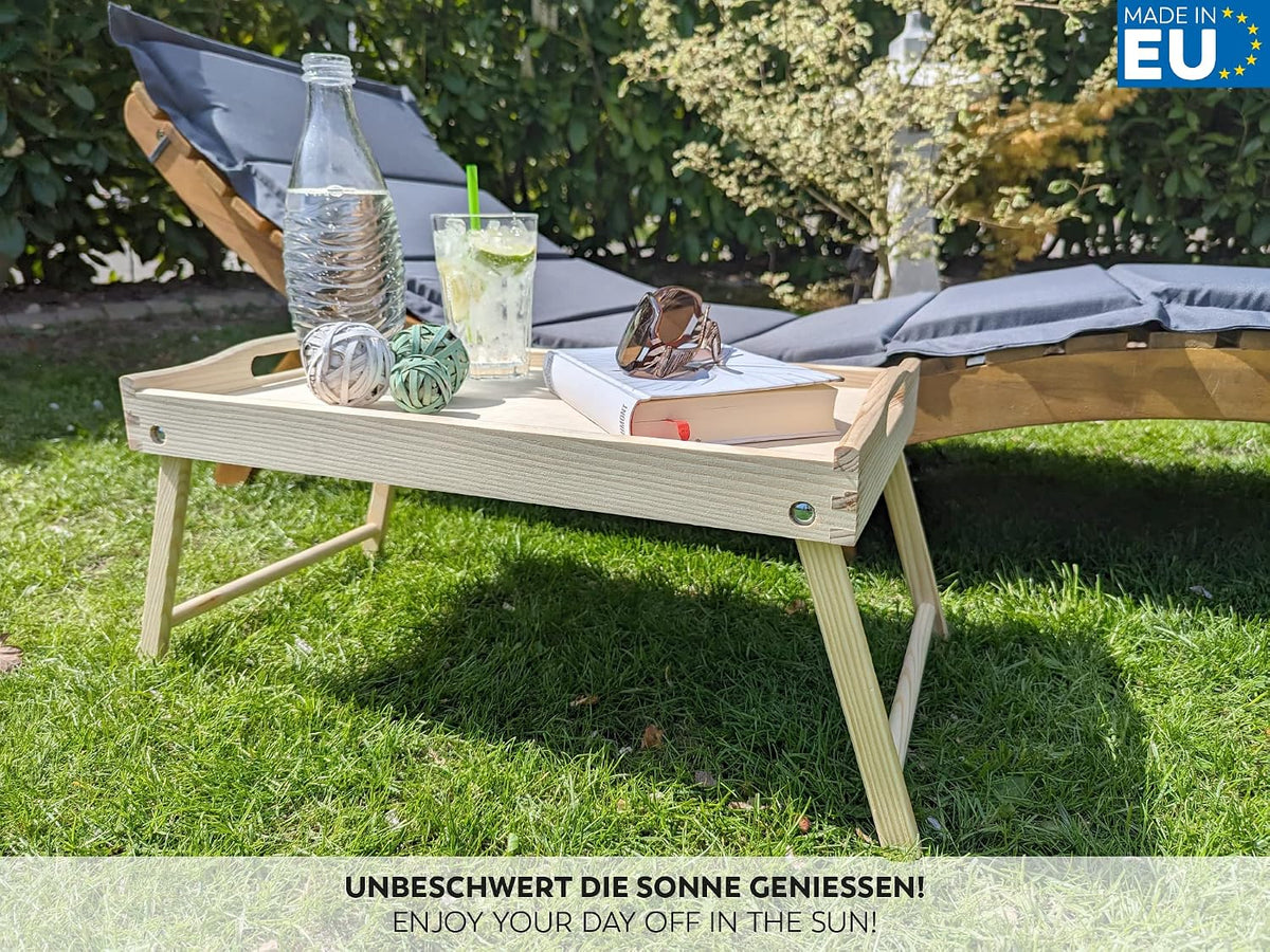 Betttablett Birkenholz Natur, klappbare Beine