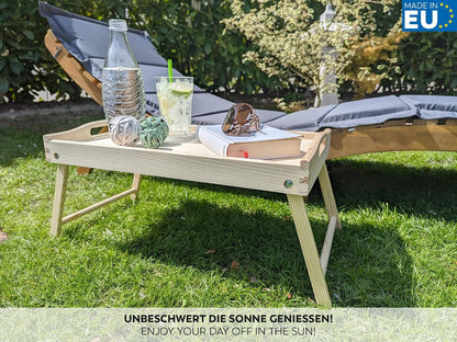Betttablett Birkenholz Natur, klappbare Beine