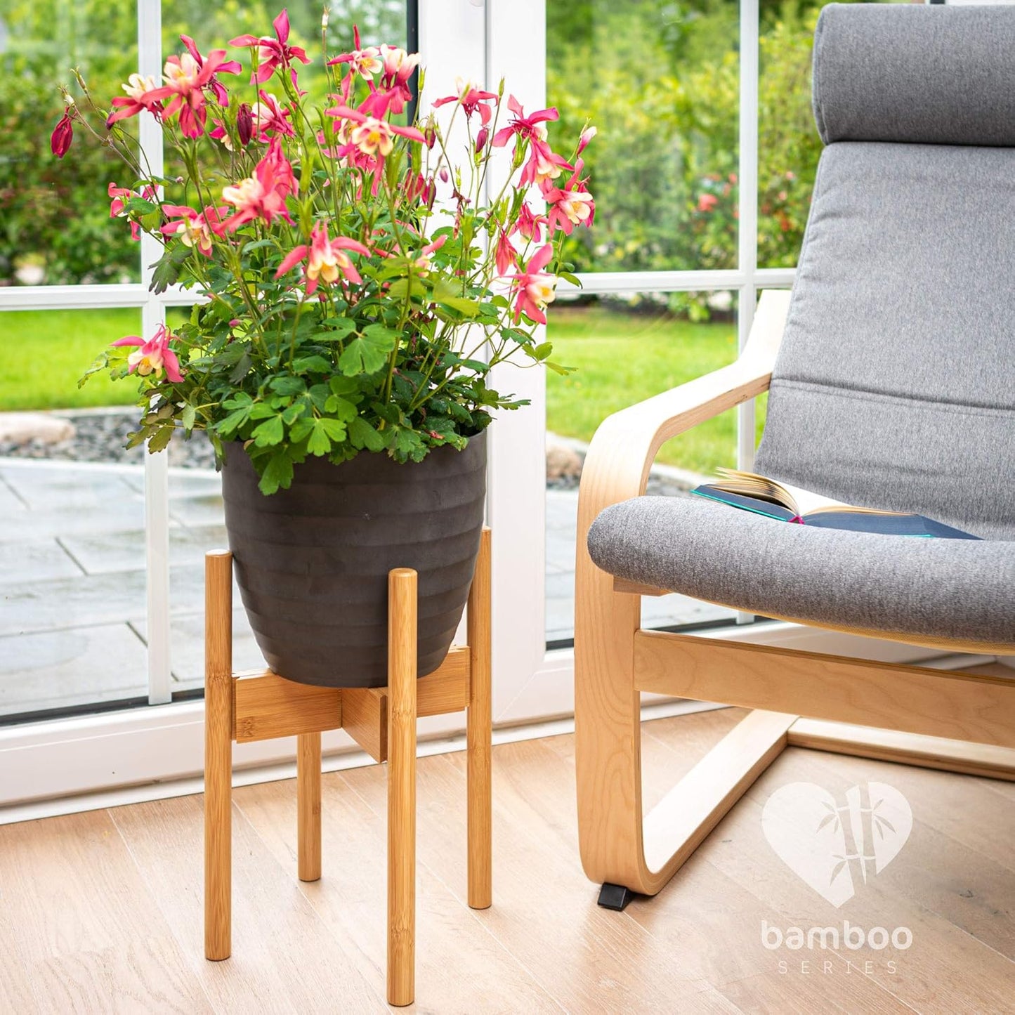 Bambus Pflanzenständer verstellbar – nachhaltiger Blumentopf-Ständer für Innen & Außen