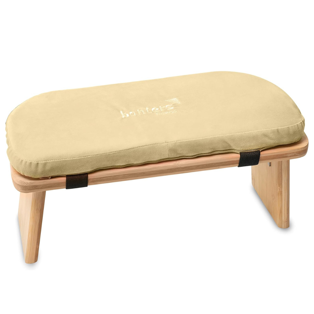 Meditationsbank aus Bambus – ergonomische Sitzbank mit Samtbezug für Yoga & Meditation – Bild 2