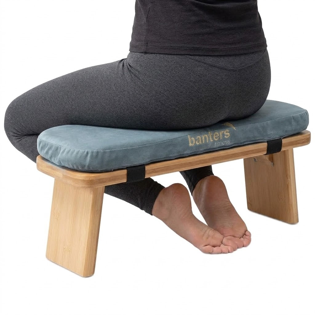 Meditationsbank aus Bambus – mit Samtbezug, für Yoga
