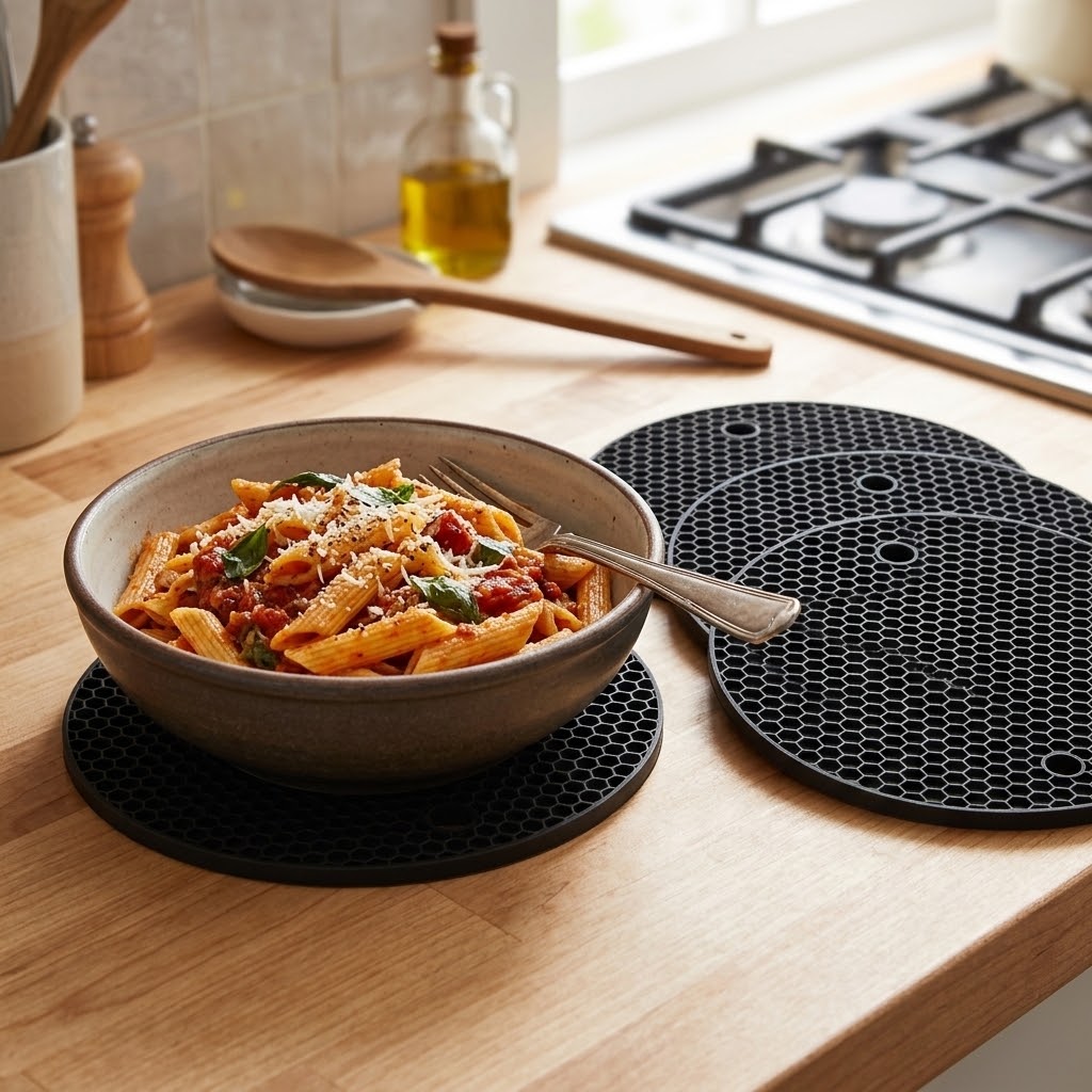 Silikon Topfuntersetzer rund (4er-Set) – Ø 18 cm