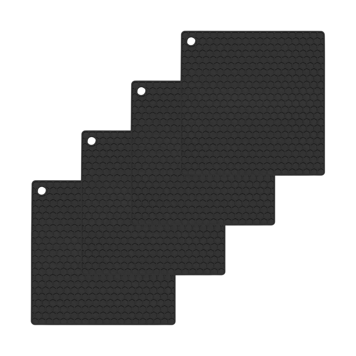 Silikon Topfuntersetzer quadratisch 4er-Set schwarz