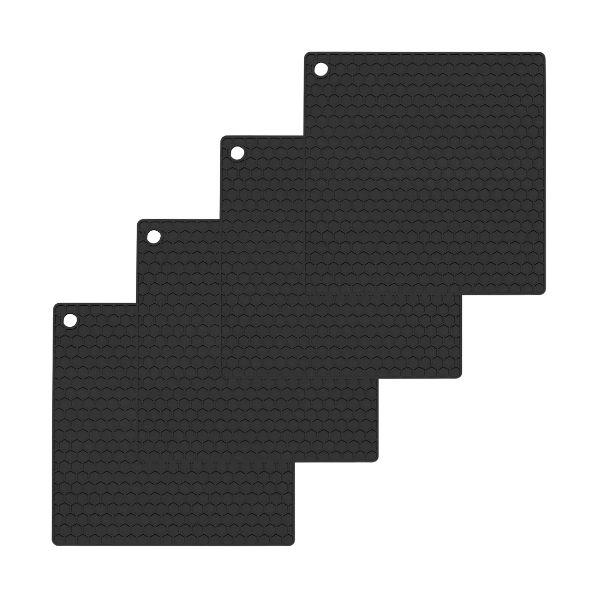 Silikon Topfuntersetzer quadratisch 4er-Set schwarz