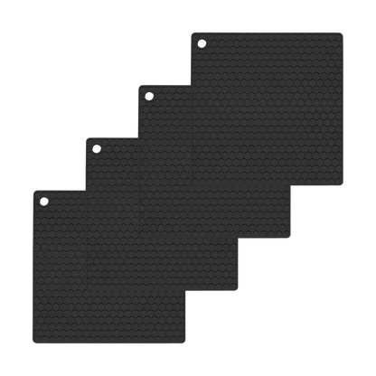 Silikon Topfuntersetzer quadratisch 4er-Set schwarz