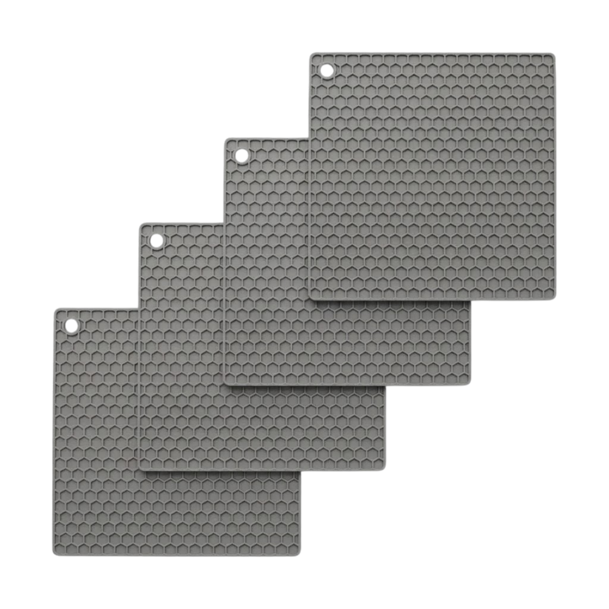 Silikon Topfuntersetzer quadratisch 4er-Set grau