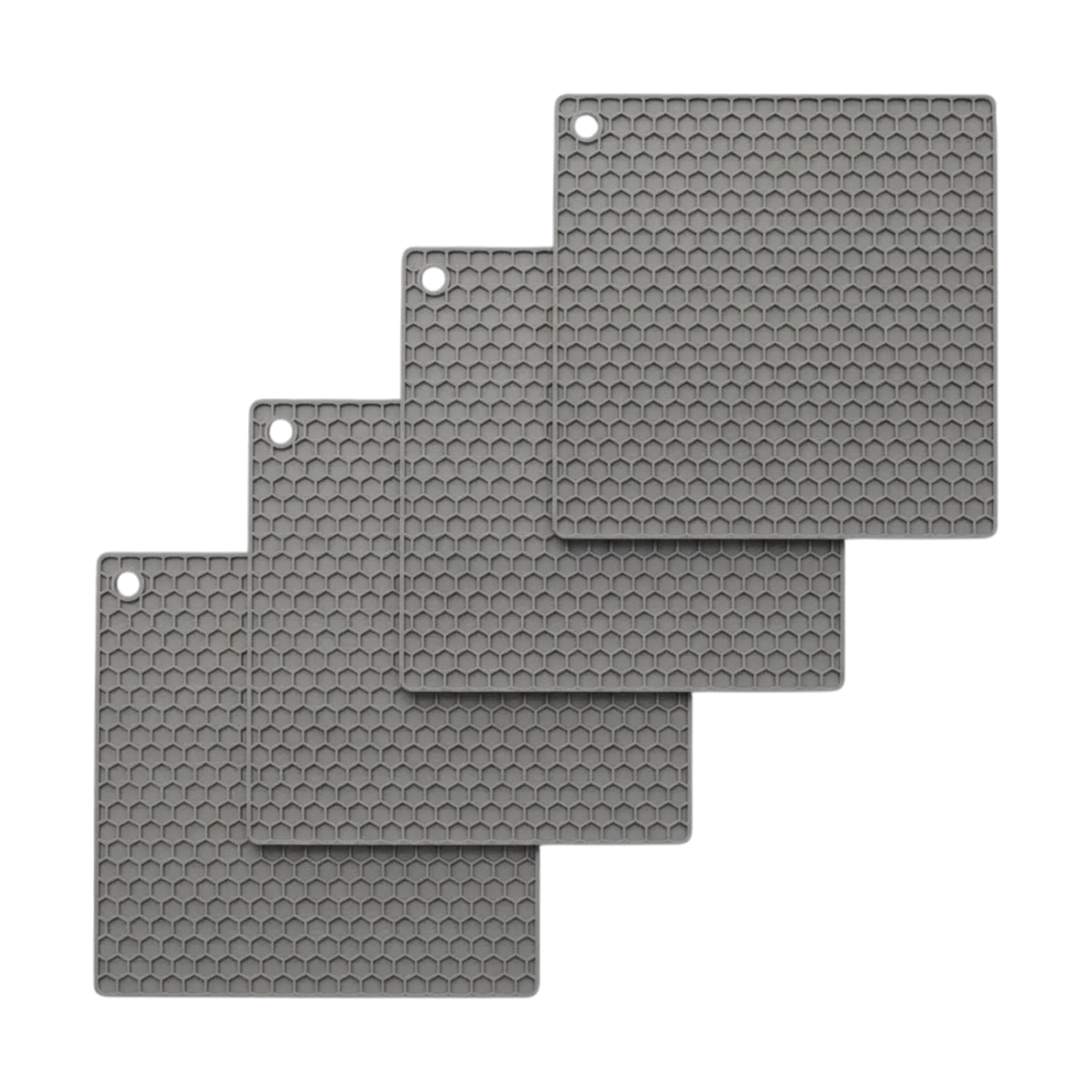Silikon Topfuntersetzer quadratisch 4er-Set grau