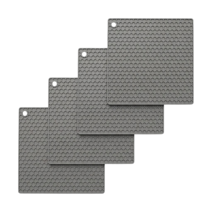 Silikon Topfuntersetzer quadratisch 4er-Set grau