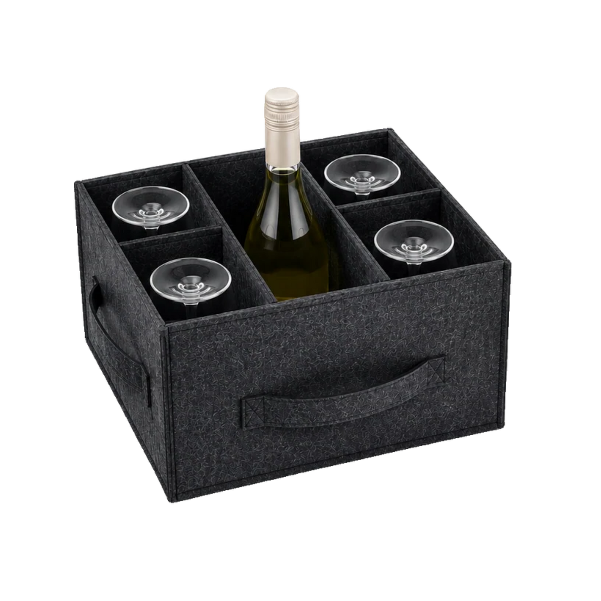 Filz Weißweinglashalter mit Flasche und Gläsern