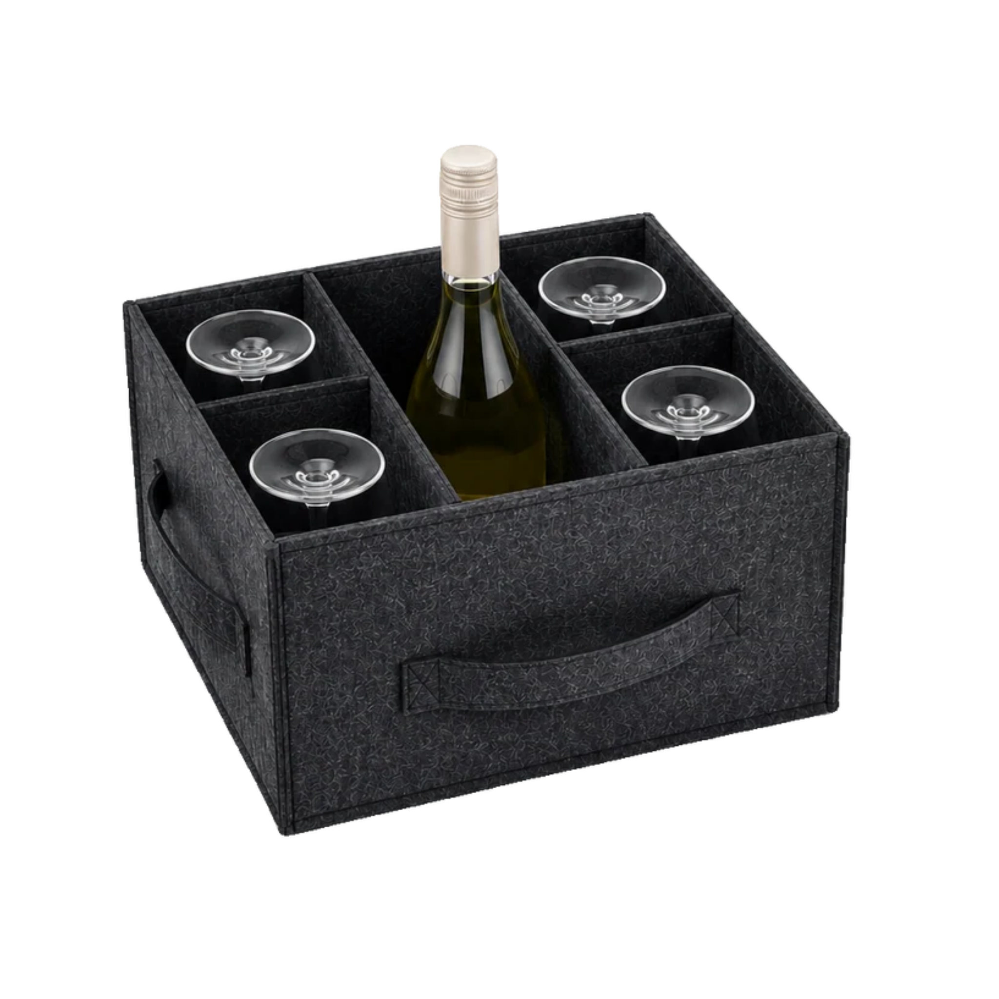 Filz Weißweinglashalter mit Flasche und Gläsern