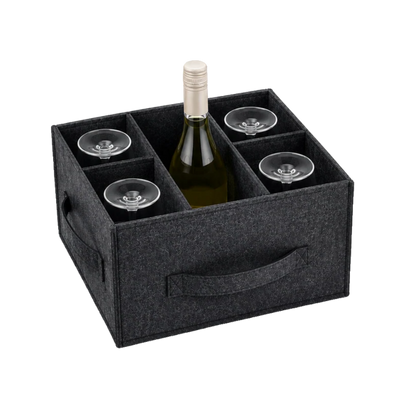 Filz Weißweinglashalter mit Flasche und Gläsern